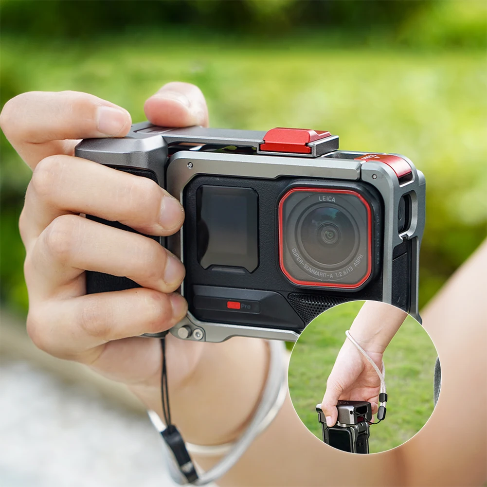 ل Insta360 Ace Pro/2 كاميرا معدنية قبضة جبل مع غطاء العدسة الإفراج السريع كاميرا قفص أرنب كاميرا قابلة للفصل توسيع الملحقات