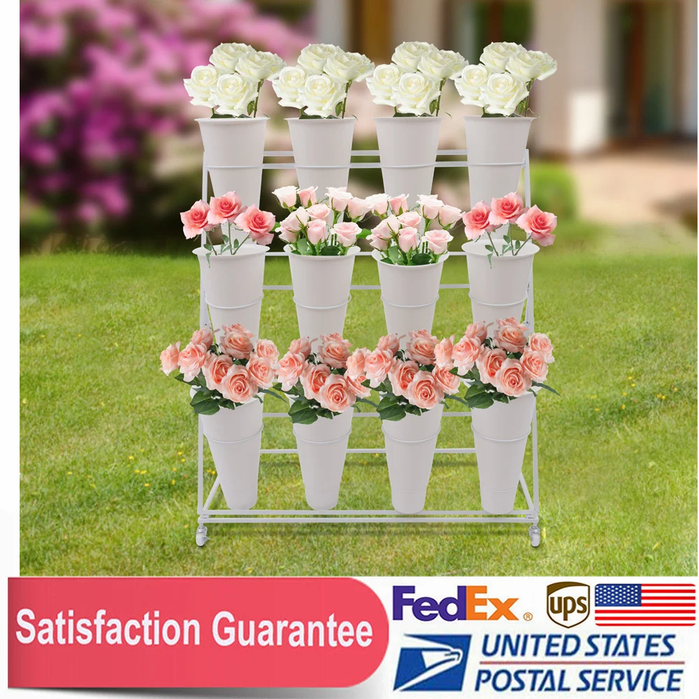 

3 Layers Metal Plant Stand with Wheels,Modern Plant Shelf with Flower Bucket for Home Patio Balcony