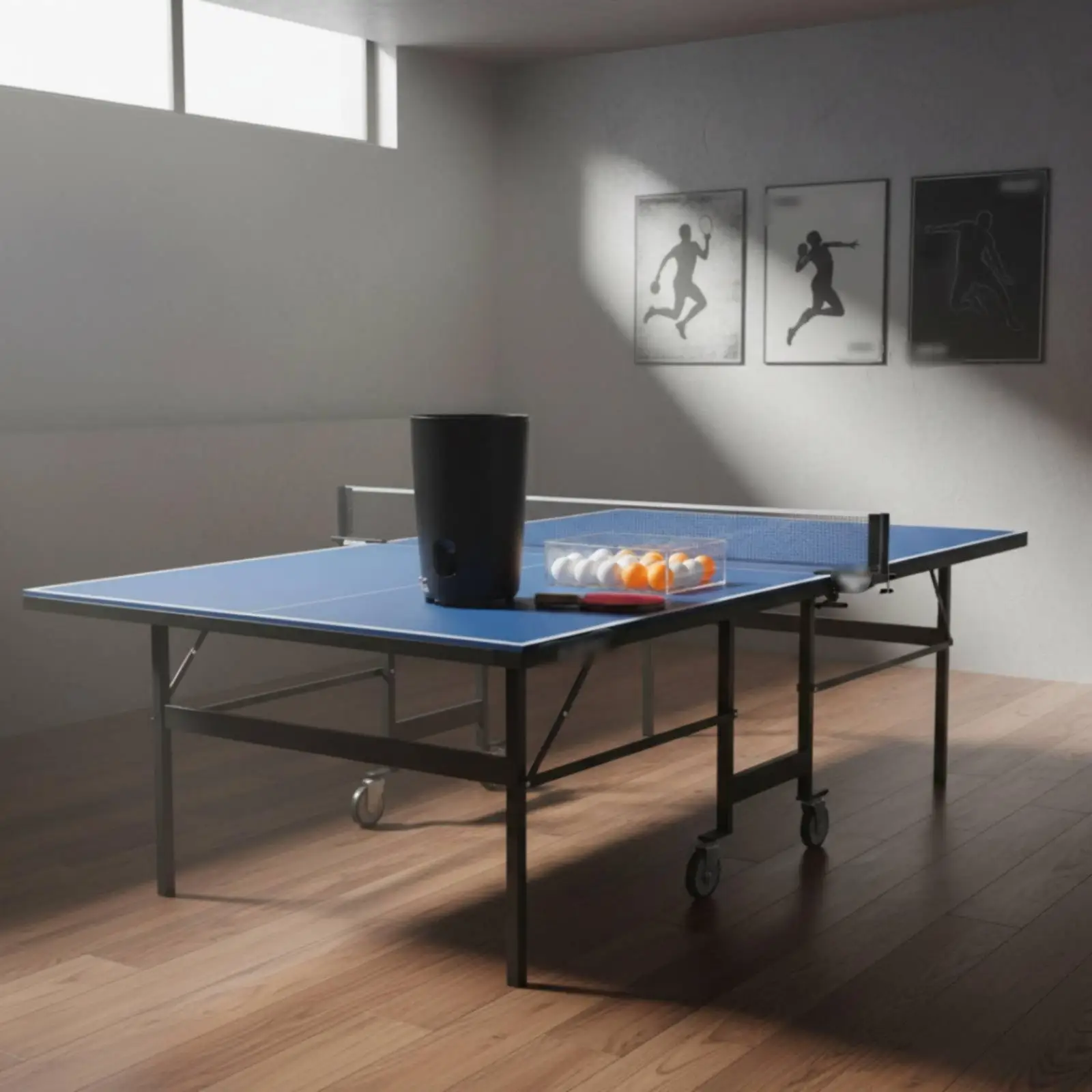 Table Tennis Automatic Ball Trainer Adjustable Speed Ball Launch Machine for Indoor Solo Ping Pong Training Workouts