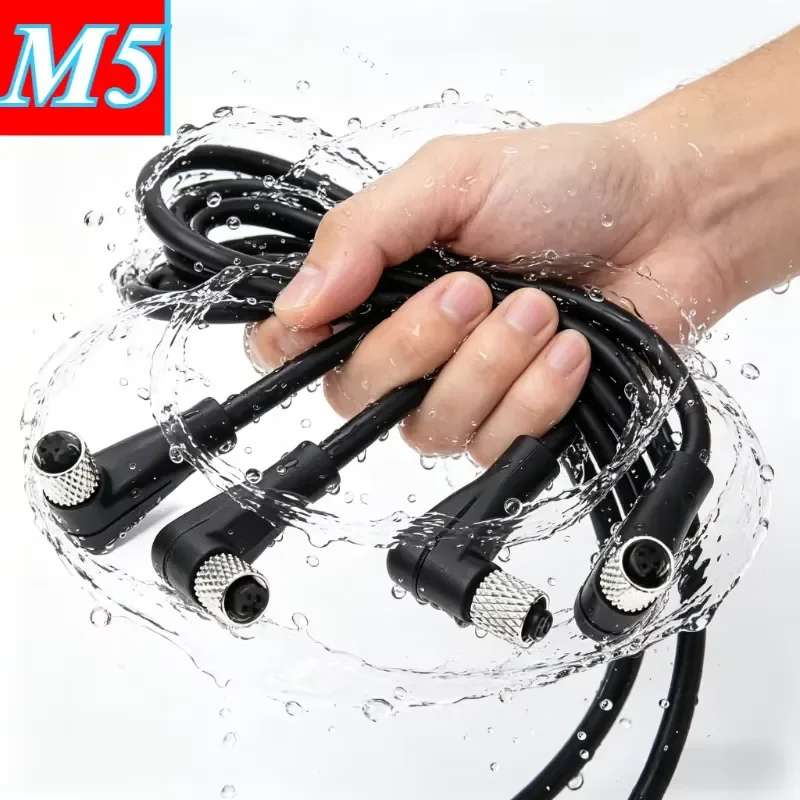 Male M5 2Pin Aviation Connector Cable 3/4Pin Plug Socket Circular Head Female Sensor Connectors IP67 Waterproof Cable