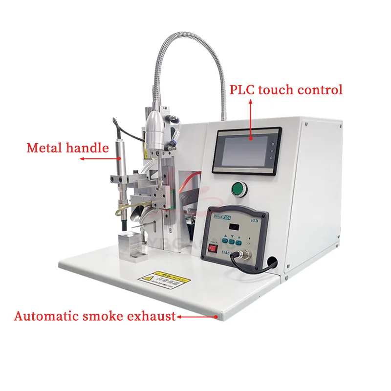 Máquina de solda pneumática semiautomática, alça de metal operada por pé, 200w, canal único e duplo, purificador de fumaça de solda