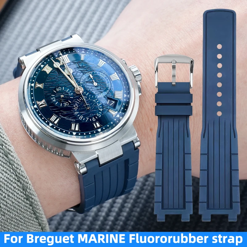

Ремешок для часов из фторкаучука для Breguet Marine 5517 5527 5547, водонепроницаемый сменный ремешок из FKM-резины, аксессуары для часов