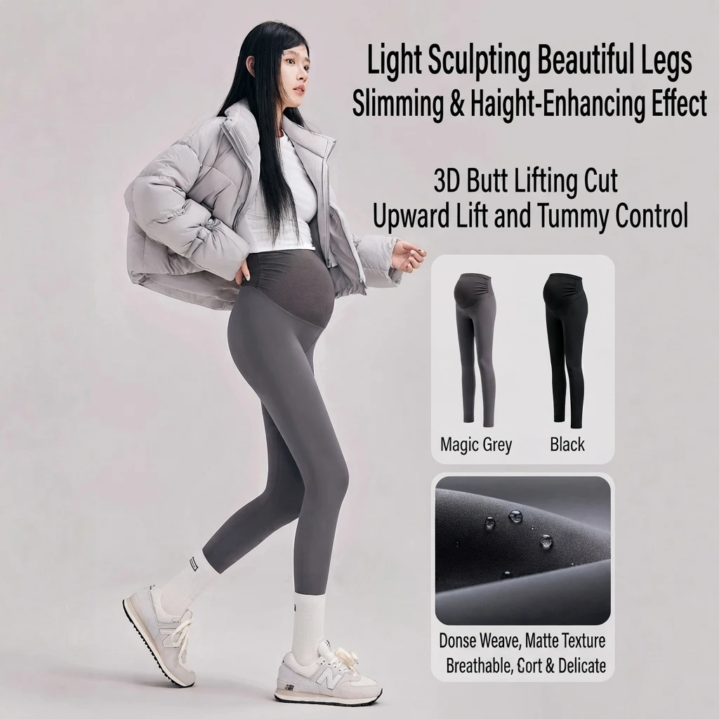 Maternity Leggings Nylon High Waist Belly Support Plus Size Thin Autumn Winter Pregnancy Pants Women Stretch Comfortable Casual