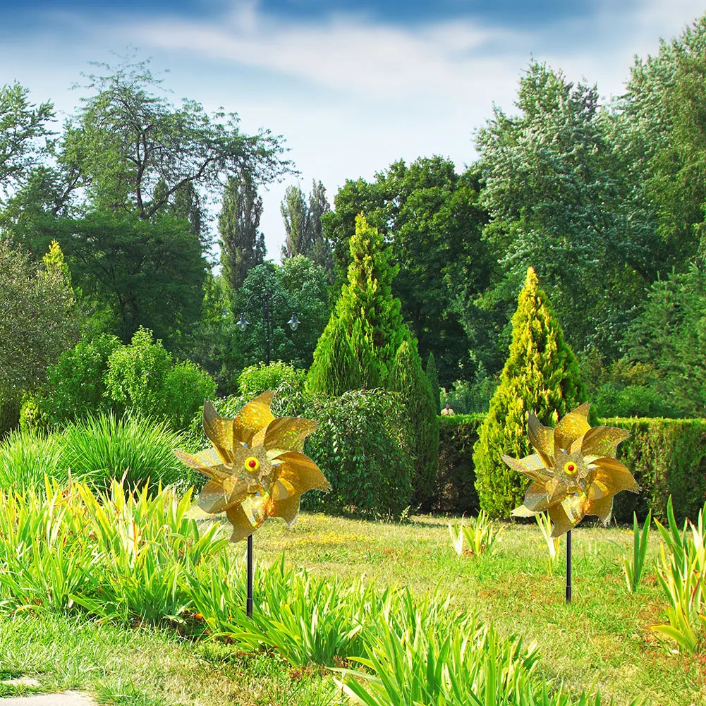 Jardim pássaro repeller pinwheels reflexivo sparkly pássaro dissuasor moinho de vento girador proteger jardim planta flor jardim gramado decoração