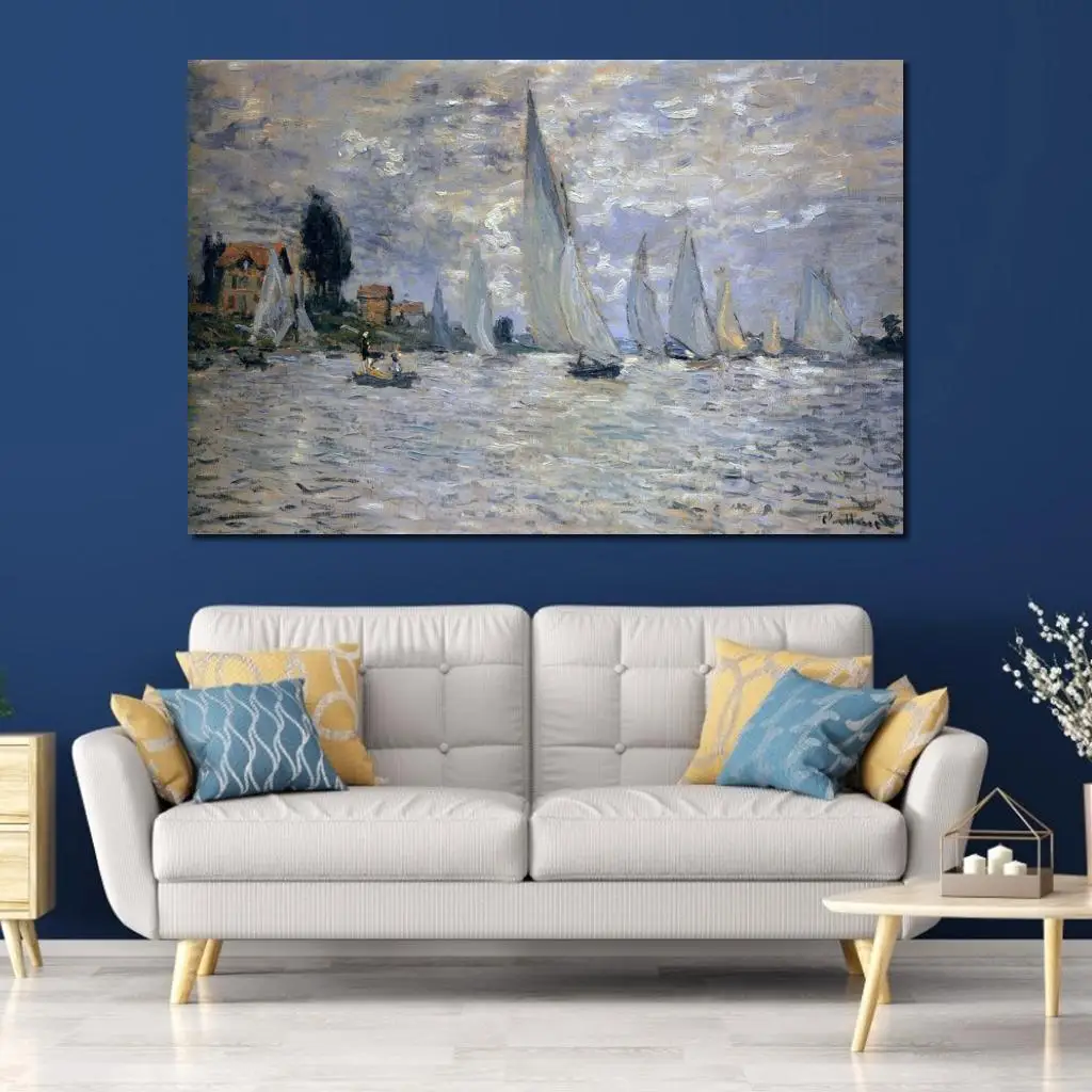 

Office Art The Boats Regatta at Argenteuil Famous Claude Monet Paintings Hand Painted High Quality