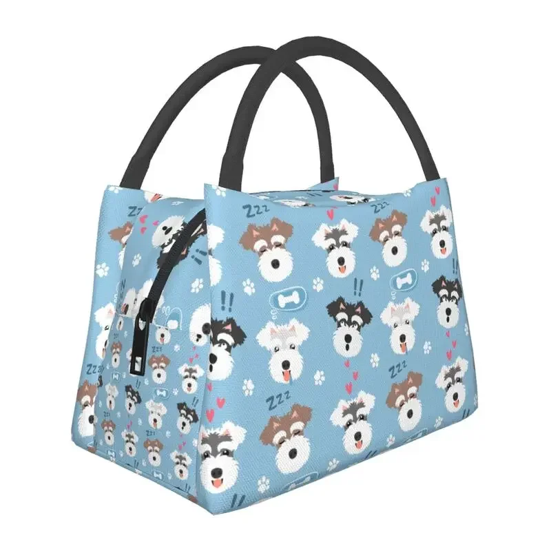 Bolsa de almuerzo personalizada en miniatura Kawaii para hombres y mujeres, lonchera con aislamiento cálido para viajes de oficina, Schnauzer Dog