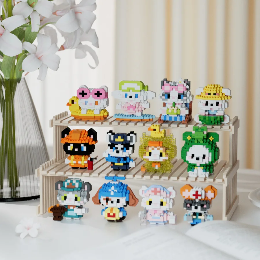 New 24 Styles Kawaii Pet Cat/Dog Small Particle Building Blocks Educational Room Decoration Children\'s Christmas Gifts