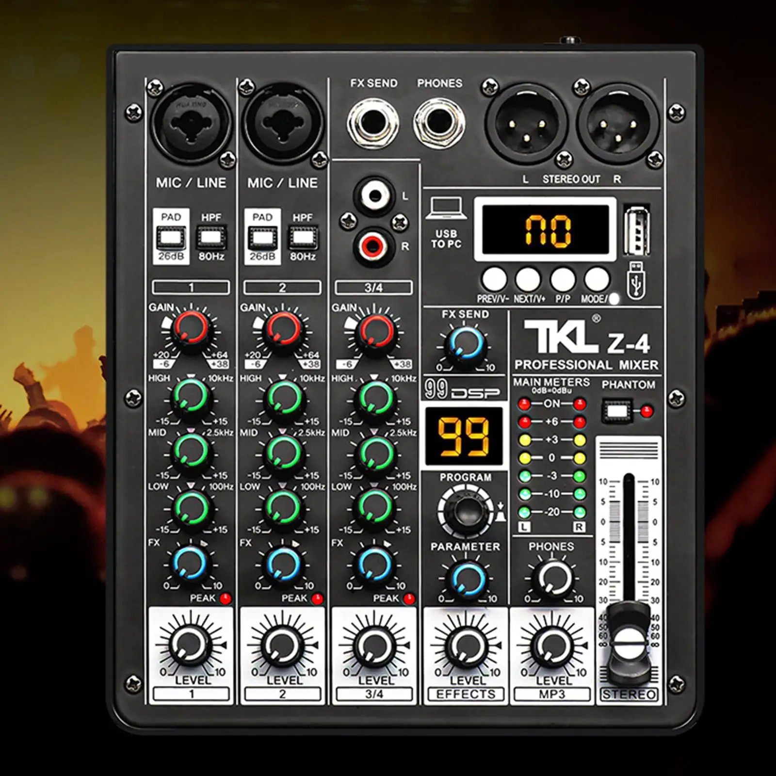 Audio Mixer Portable USB DJ Controller Sound Mixer for Live Recording Studio