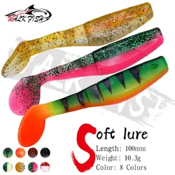 도보 물고기 3PCS 10cm/10.3g T 테일 소프트 루어 낚시 소프트 미끼 인공 실리콘 Leurre 더블 컬러 Shad Wobblers For Bass