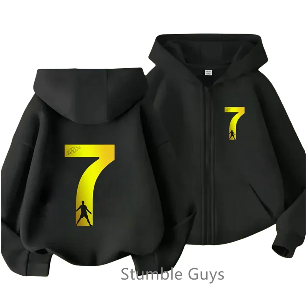 Fashion Ronaldo- CR7 Hoodie Kids Clothes Football Star Trucksuit Boys Jersey Zipper Sweatshirt Girls Long Sleeve Casual Tops