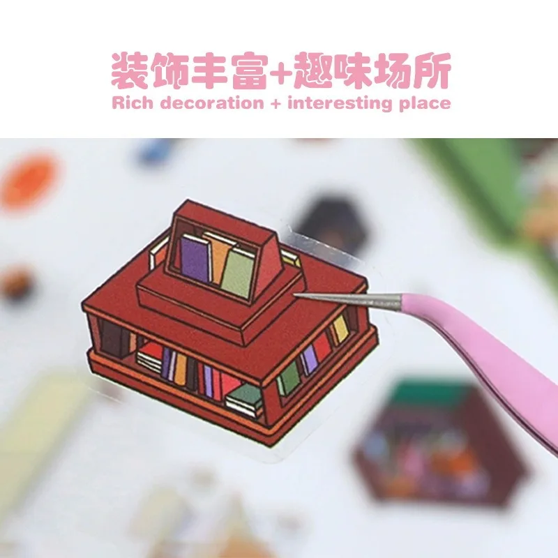 Christmas 3D Miniature House Stickers DIY Holiday Scene Decals for Kids Play House Game Stress Relief Classic Toys