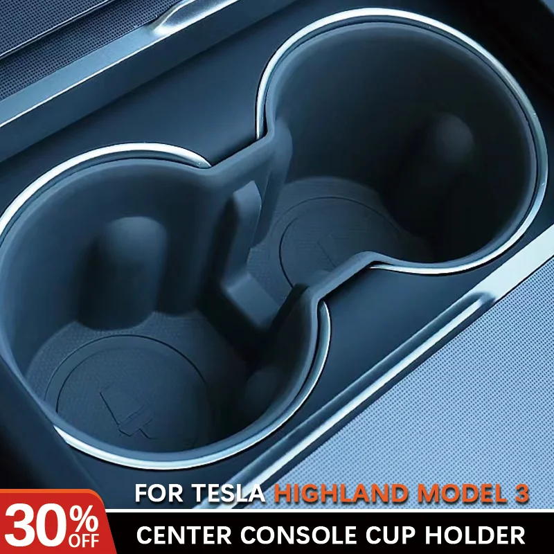 

For 24+ Tesla Model 3 Highland Car Accessories Water Cup Holder Insert Center Console Organizer TPE Storage Box Newest Model3