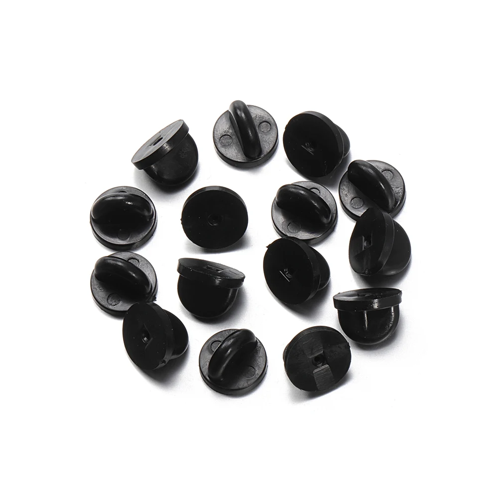 50PCS Black Rubber Pin Backs for Lapel Pins