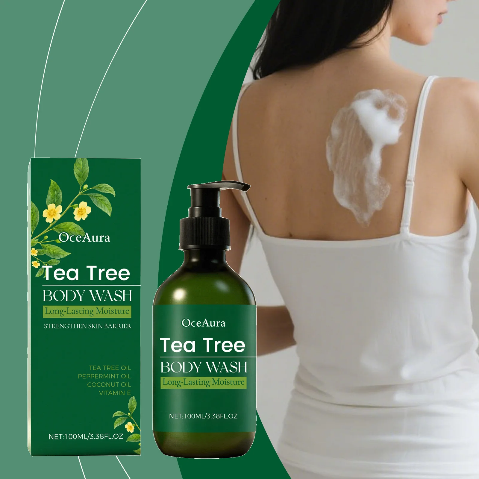 Tea Tree Refreshing Body Wash - Hydrates and Nourishes, Cools and Moisturizes, Creates Rich Lather, Ideal for Daily Cleansing