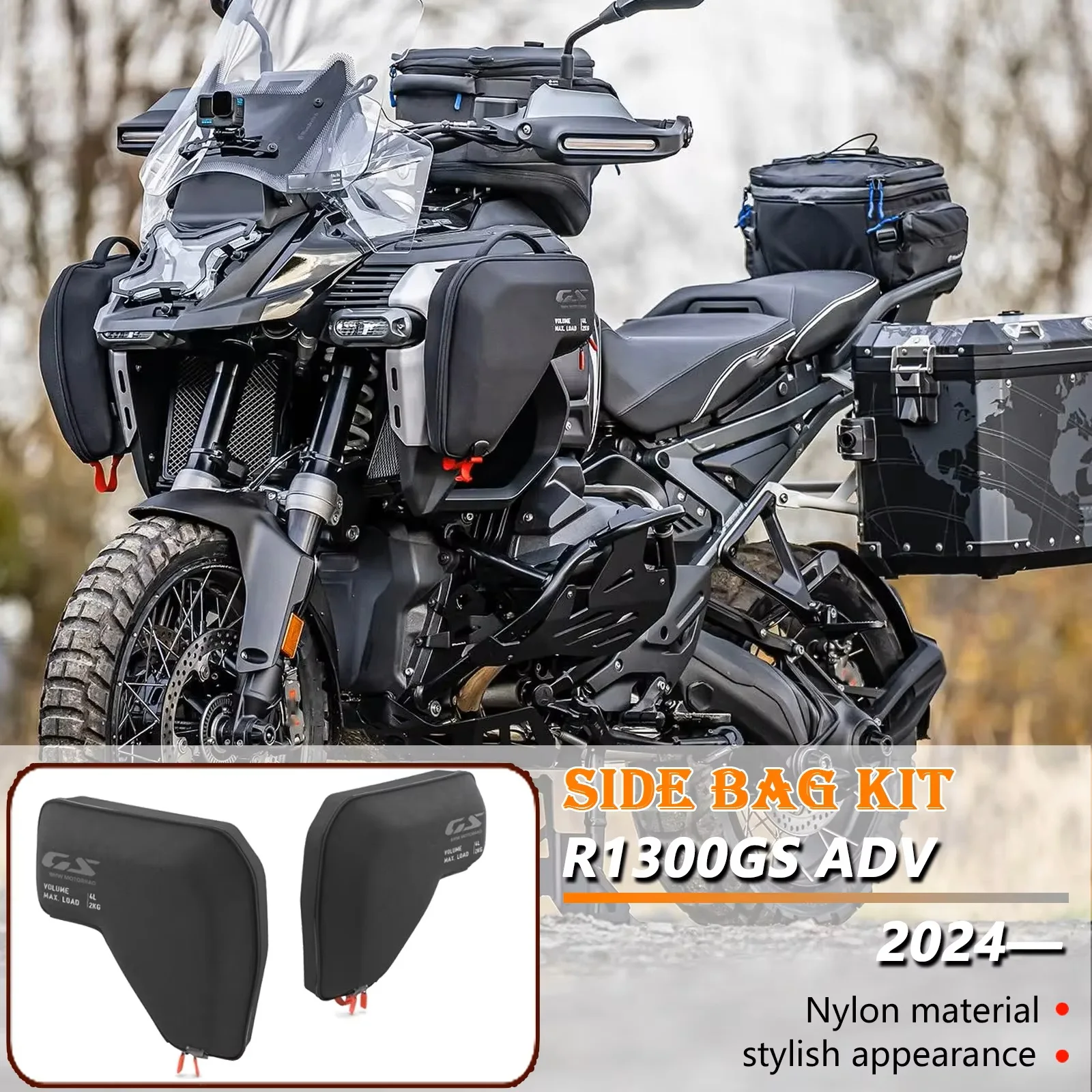 

Для мотоцикла R1300GS Adventure R1300 GS ADV 2025 2024, левая и правая крышка радиатора, сумка, обтекатель, водонепроницаемый набор инструментов