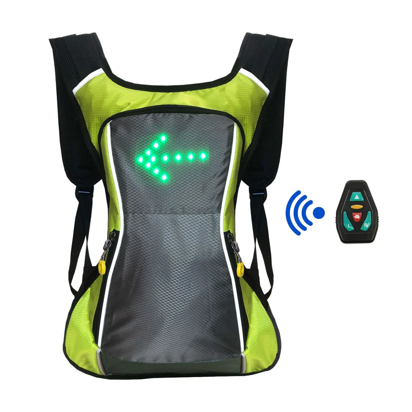 Remote Control Lightweight LED Signal Light Backpack Warning Light Cycling Bag Reflective Turn Signal Outdoor Sport Safety Bag