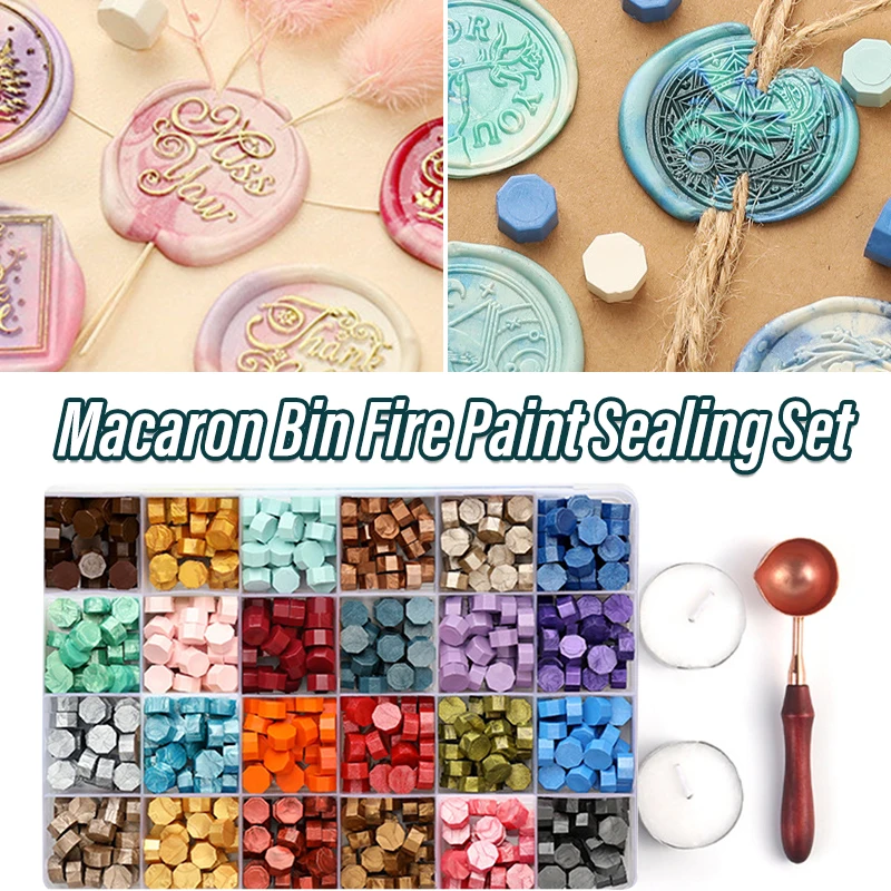 Sealing Wax Beads Set 600 PCS Multicolors Octagonal Wax Bead With Storage Case For Stamp Envelope Gift Wrapping