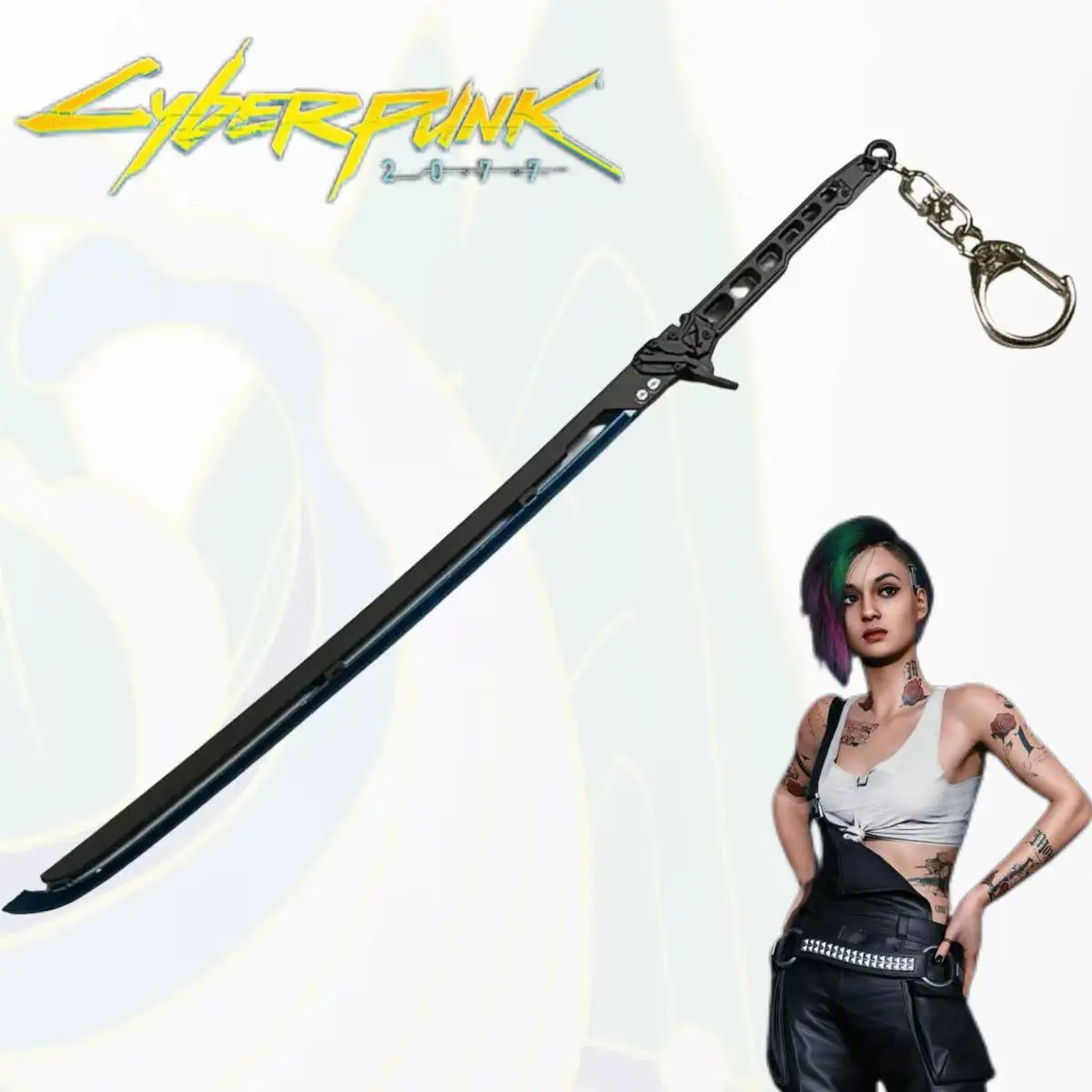 

8.6inch Cyberpunk 2077 Metal Katana Sword Ninja Knife Original Samurai Sabre Japanese Katana Sabre Cosplay Accessories Prop Toy