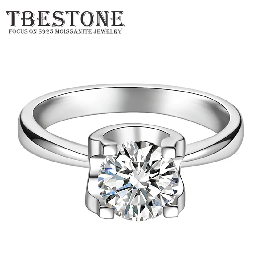 

Tbestone 0.5-3 Carat Bull Head Moissanite 100% 925 Sterling Silver Simple Elegant Ring Women's Brand Fine Jewelry bijoux femme