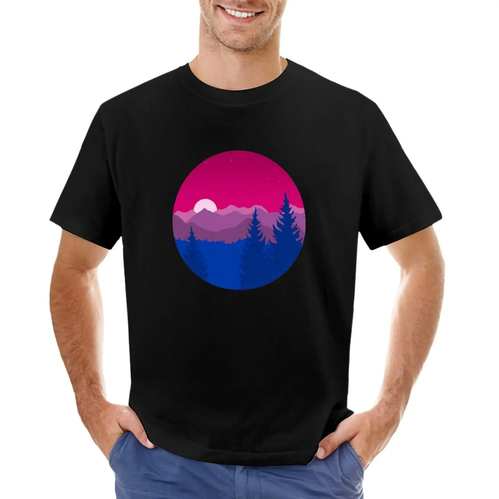 Subtle Bisexual Pride Flag Mountainscape T-Shirt oversizeds vintage clothes baggy shirts new edition shirts men graphic