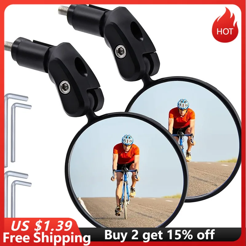 Universal Bike Espelho Retrovisor, grande angular ajustável espelho retrovisor, acessórios de ciclismo, bicicleta guidão espelhos, 360 graus