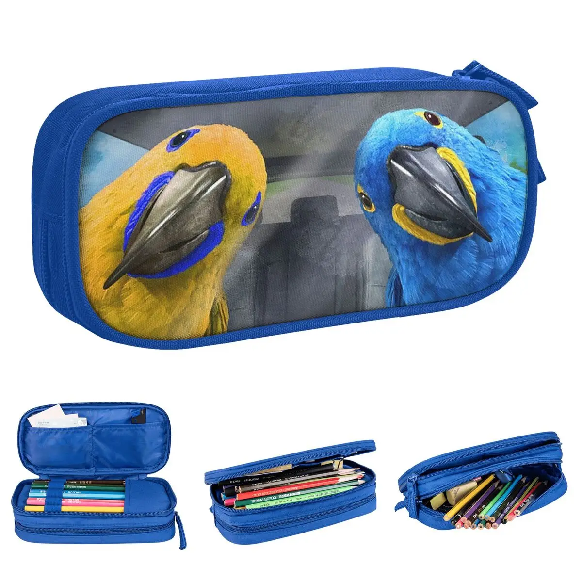 Funny Parrot Bird Pencil Case Classic Animals Driving Pen Box Pencil Bags Kids Big Capacity School Supplies Pencilcases cosmetici