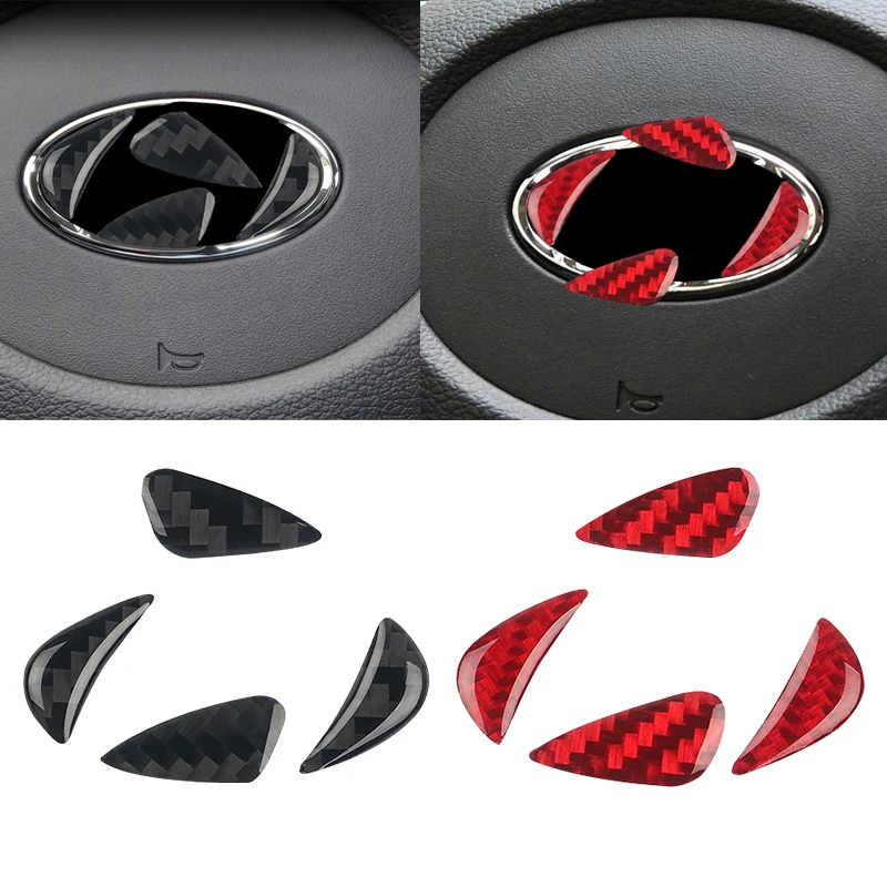 1Pcs Carbon Fiber Car Steering Wheel Sticker Trim For Hyundai Tuson ix35 i30 i20 Elantra Sonata Santa Fe Auto Decals Parts