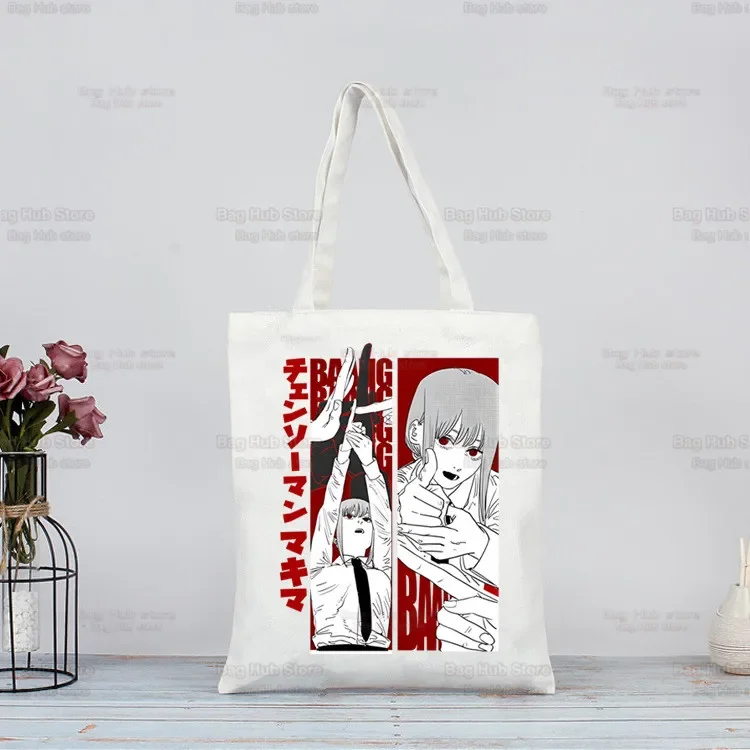 

Chainsaw Man MAKIMA Japanese Anime Manga Ulzzang Shopper Bag Print Canvas Tote Bag Handbags Unisex Bag Harajuku Shoulder Bags