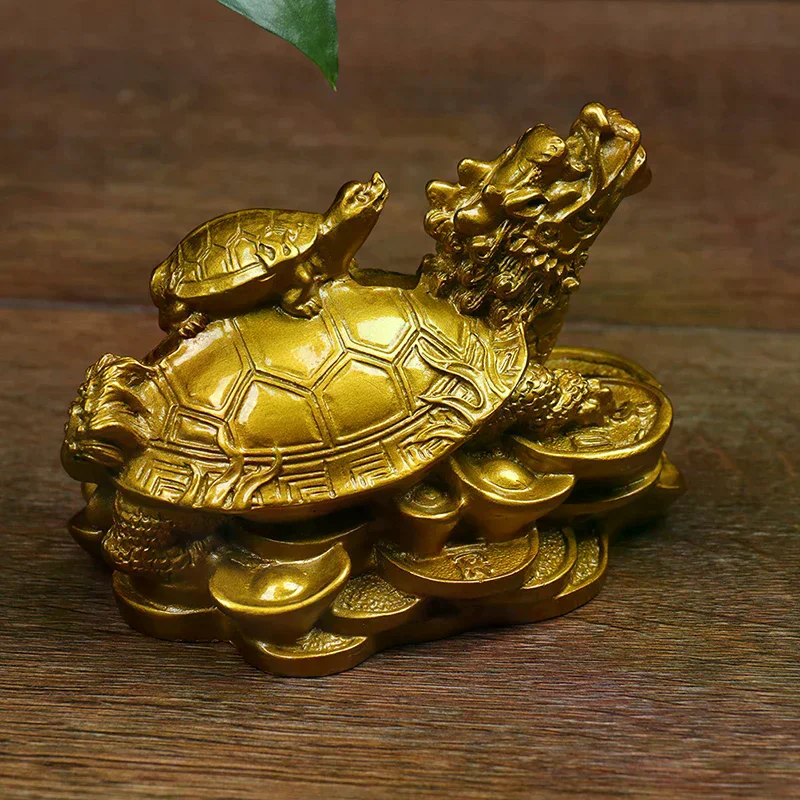 1pc Figurine Tortoise Turtle Wealth Coin Statue Gold Feng Luck Money Shui Dragon High Quality Durable Material Easy to Use