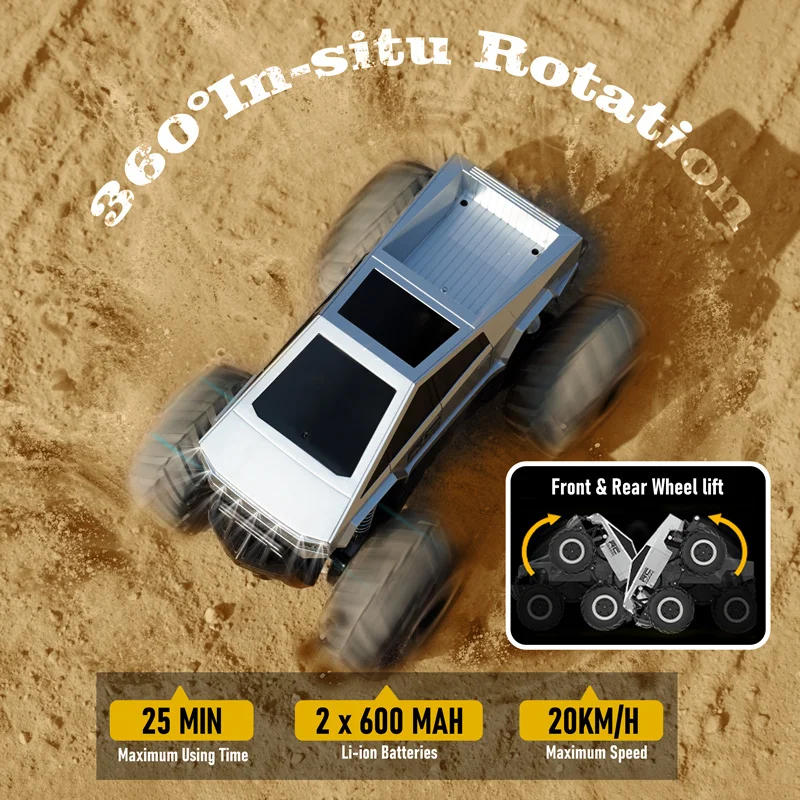 

Радиоуправляемая машинка Cybertruck для детей, внедорожник-амфибия 4WD, масштаб 1:16, 2.4 ГГц