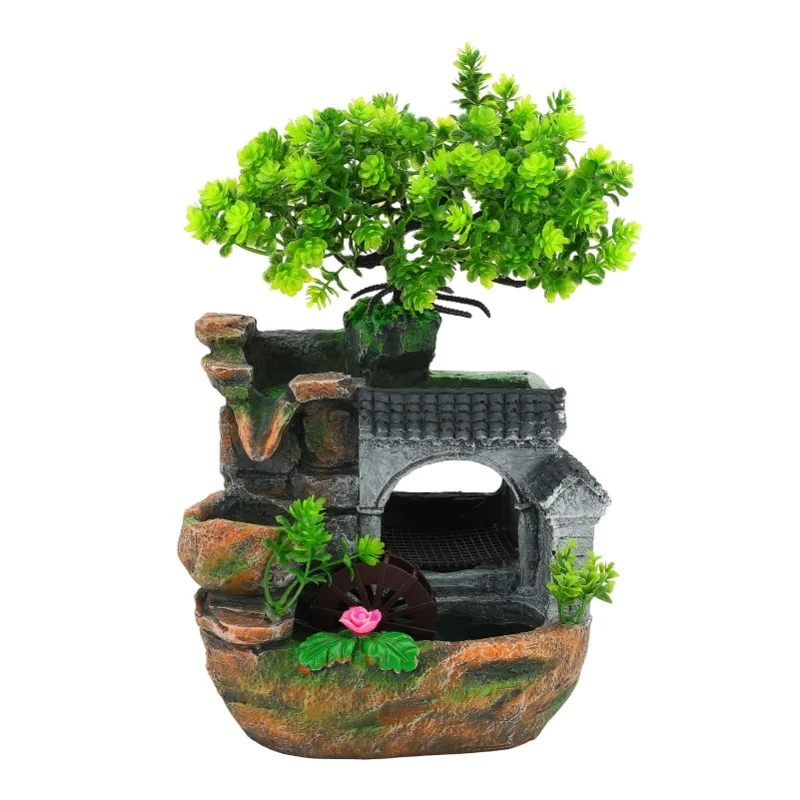 

Крытый водопад настольный фонтан рокарий водные растения водяное колесо настольный фонтан украшение для дома и офиса