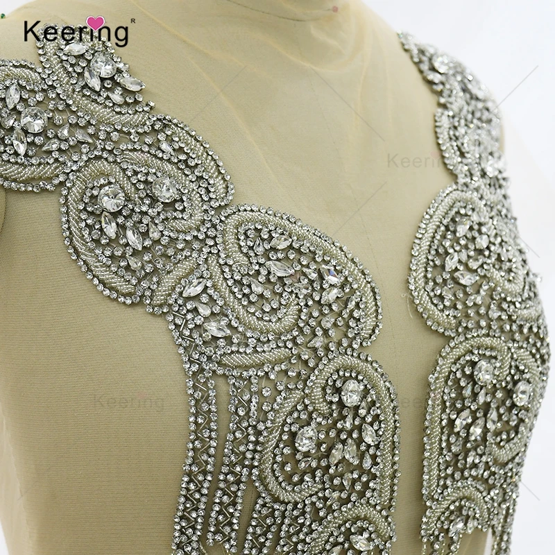 Imagem -03 - Big Crystal Rhinestone Applique para o Vestido Proom Body Designs Moda Venda Quente Wdp434