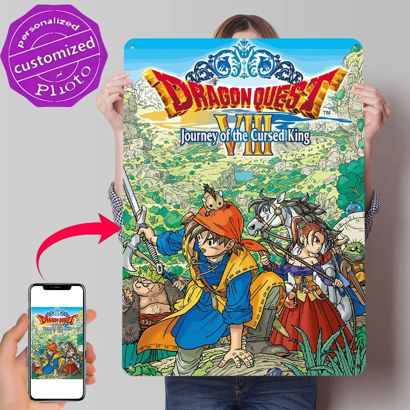 Dragon Quest VIII: Journey of the Cursed King Personalized 3D Textured Metal Poster Wall Art Tinplate Sign for Custom Plate Home