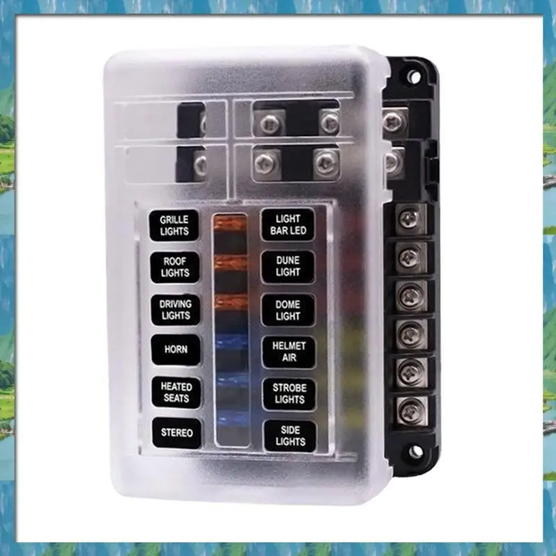 The New 12V Fuse Block 12 Circuit Fuse Box Kit,With LED Indicator With Negative Marine Fuse Box For Dc12-24V Car Boat RV Truck