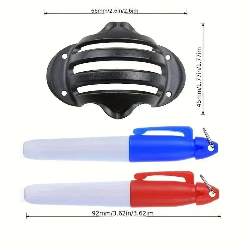 خط ثلاثي لبطانة كرة الجولف مع قلم تحديد بلون أزرق وأحمر يساعد على وضع موضع الخط