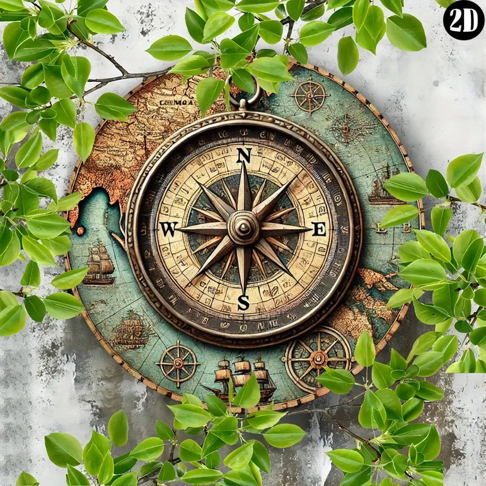 لافتة بوصلة بحرية عتيقة ثنائية الأبعاد - ديكور داخلي/خارجي فريد وفكرة هدية مثالية #4