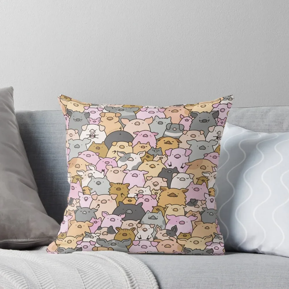 Pigs, Piglets & A Swine! Throw Pillow Sofa Pillow Cover Rectangular Cushion Cover Elastic Cover For Sofa Cushions Home Decor