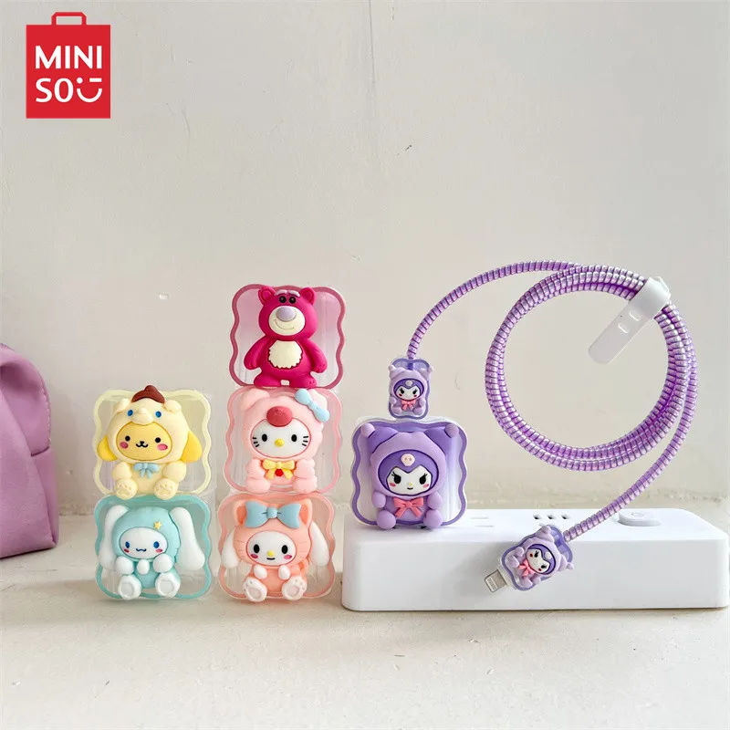 Miniso Sanrio 5Pcs Set Cable Protector for iPhone/iPad 18W/20W Fast Charger Case Cable Management Phone Wire Cord Organizers