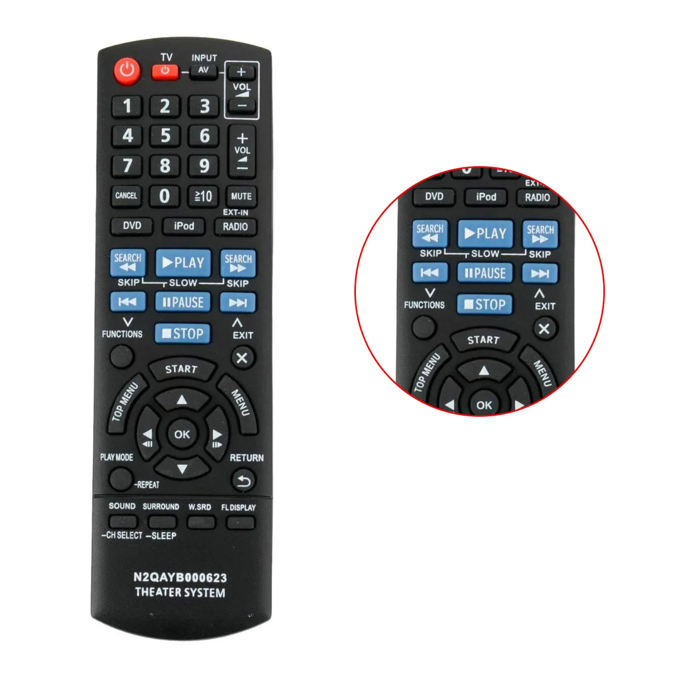 Substituição Controle Remoto para Panasonic Home Theater, N2QAYB000623, SC-PT760, SA-PT940, Novo