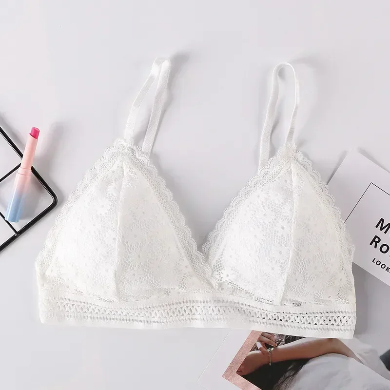 Кружевной съемный бюстгальтер с цветочной подушечкой, женский топ, модный тонкий бюстгальтер без косточек, дышащий сексуальный бюстгальтер для нижнего белья, женские новые бюстгальтеры для беспроводной связи