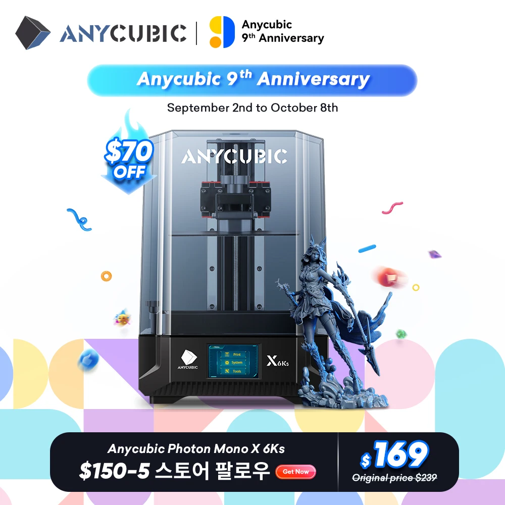 ANYCUBIC 포톤 모노 X 3D 프린터 – 9.1인치 6K 대형 LCD 스크린, 4.76L 빌드 볼륨, UV 송진 SLA 3D 프린팅