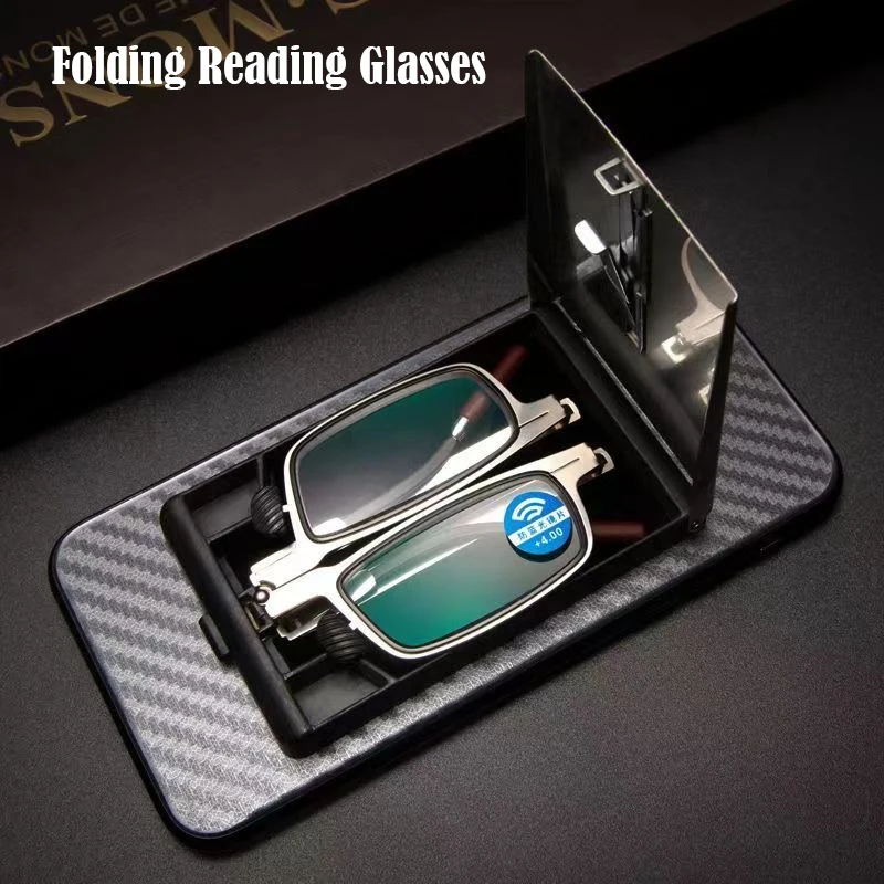2025 Phone Holder Folding Men WomenAnti Blue Light Reading Glasses 1.0 to 4.0 Portable Red Wood Temple Presbyopic Eyewear