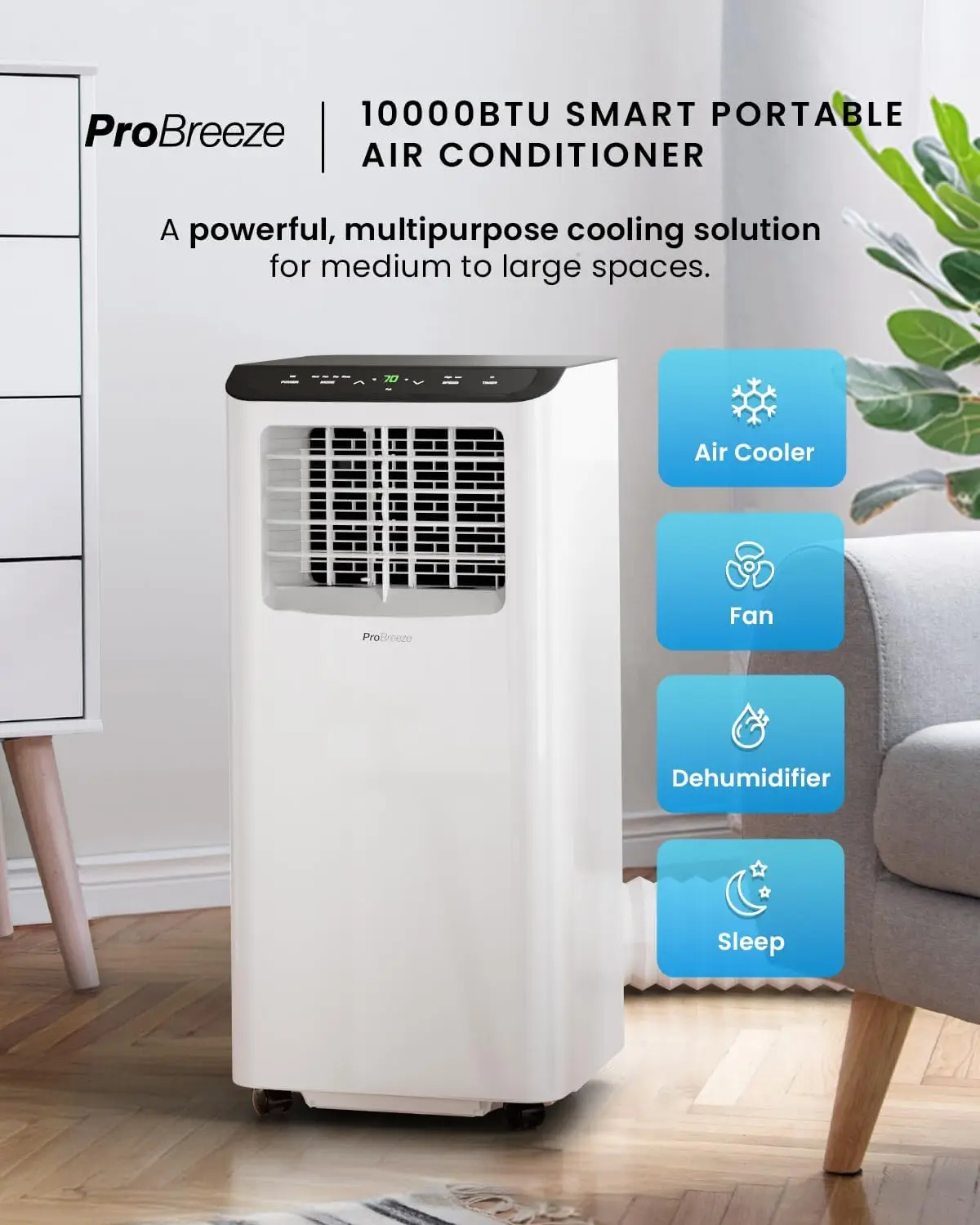 4 in 1 Portable Air Conditioner for Room 10000 BTU 450SqFt Air Conditioning Unit, Smart Air Conditioner with Fan