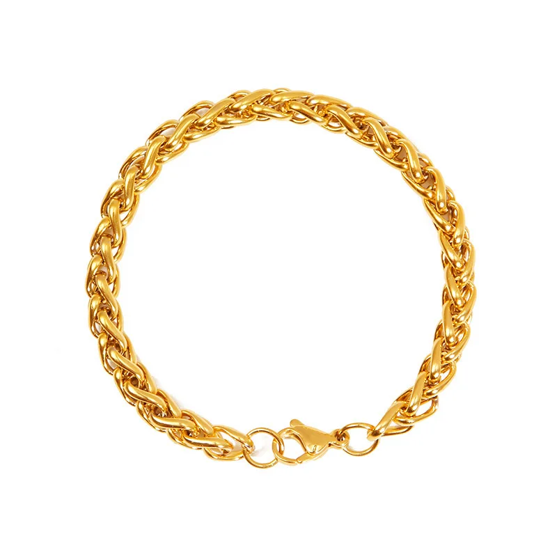 سوار سلسلة عارضة من الفولاذ المقاوم للصدأ للرجال والنساء ، 316L ، ملون ، ذهبي ، فضي ، لون أسود ، لا يتلاشى