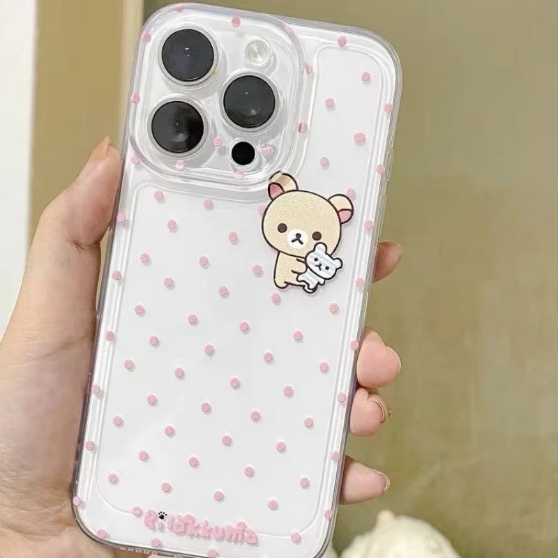 Pink Polka Dots R-rilakkumas Kawaii Phone Case For Samsung Galaxy A14 A15 S21 S22 S23 S24 FE Plus Ultra A25 A35 A52 A53 A54 A55 - náhled 2