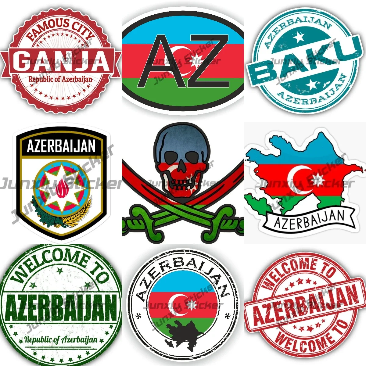 

Azerbaijan Coat of Arms Emblem Stickers Cover Scratches Decoration Durable and High-Quality Ganja Baku Shield City Travel Decal