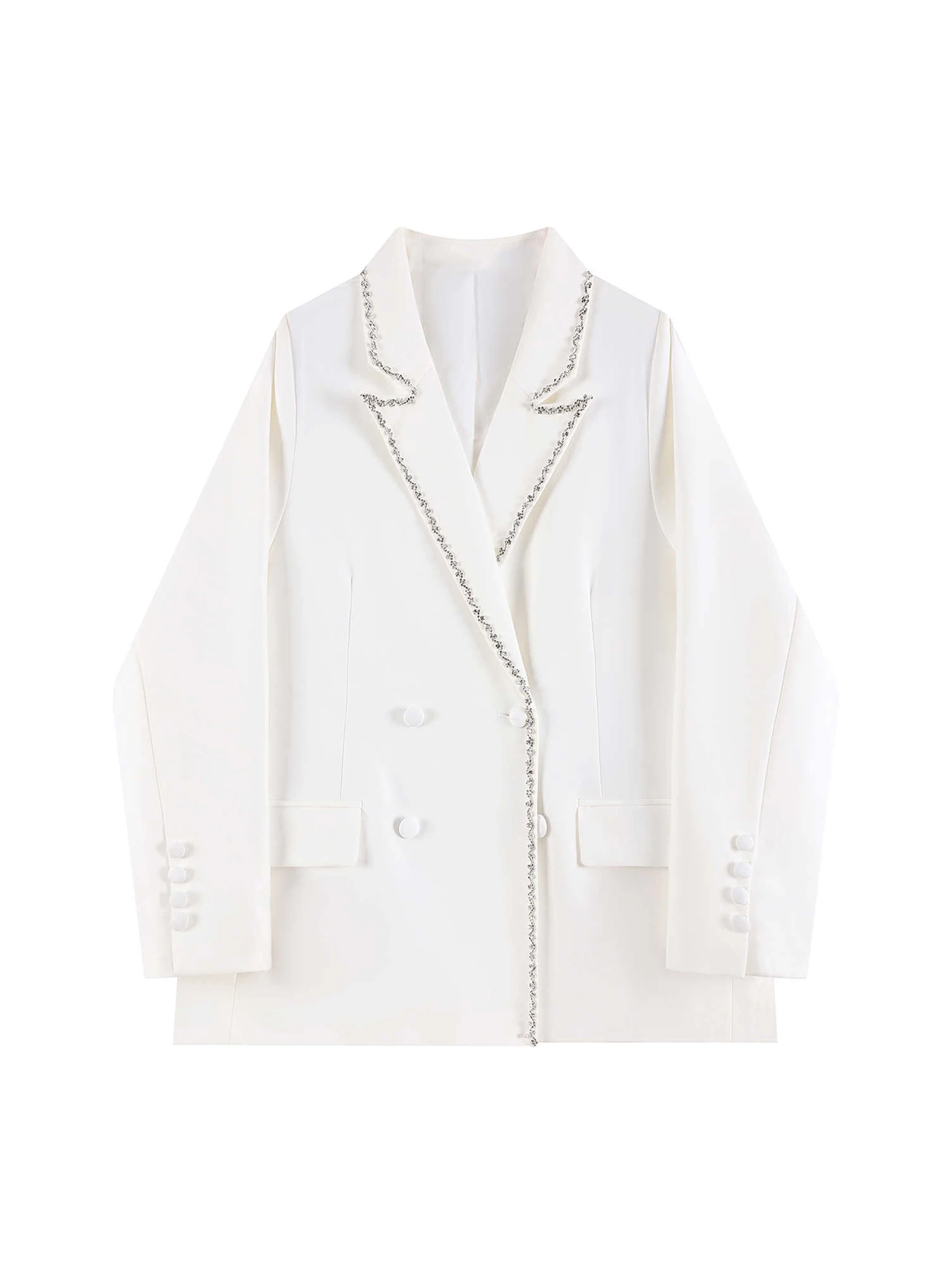 Women's White Oversize Blazer Jacket OL Style Suit Coat Y2k Harajuku Long Sleeve Oversize Outerwear 2000s Vintage Clothes Autum