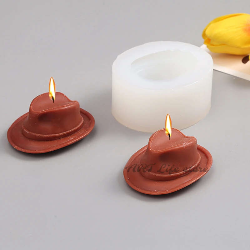 3D 카우보이 모자 실리콘 양초 금형 수제 초콜릿 케이크 베이킹 도구 DIY 장식 공예 액세서리 석고 수지 금형