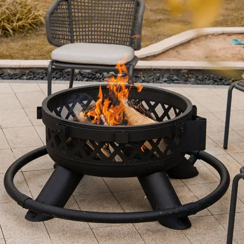 Nordic Iron Fire Pit สําหรับกลางแจ้งเครื่องทําความร้อน Charcoal Brazier Creative Multifunction Camping บาร์บีคิวกลางแจ้ง Charcoal Braziers