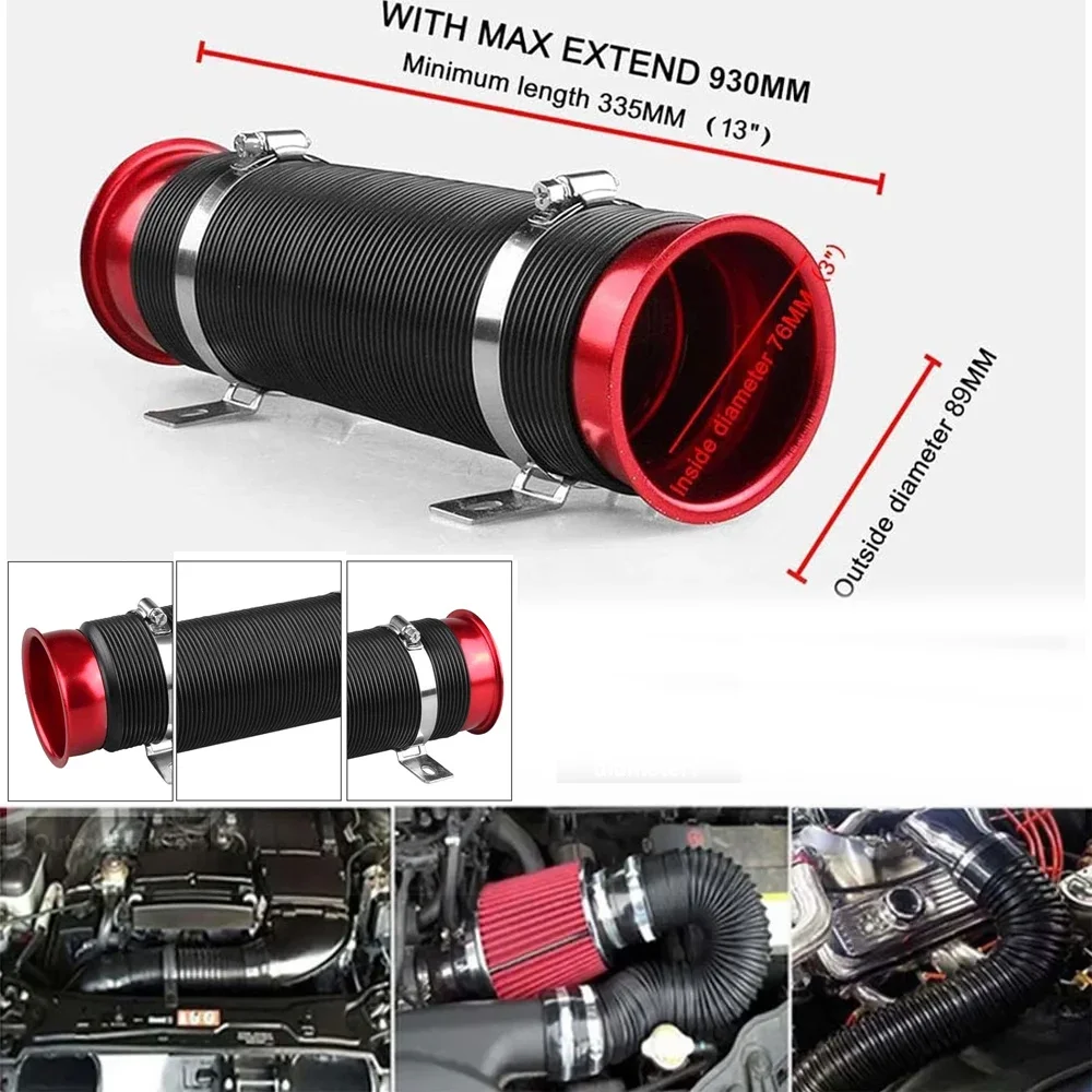 76mm 3inch Tube Intake Air Pipe Car Modification Supplies Telescopic Tube Ventilation Expandable Cold Air Intake Flexible Duct